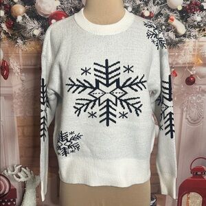 Philosophy White and Black Snowflake Sweater